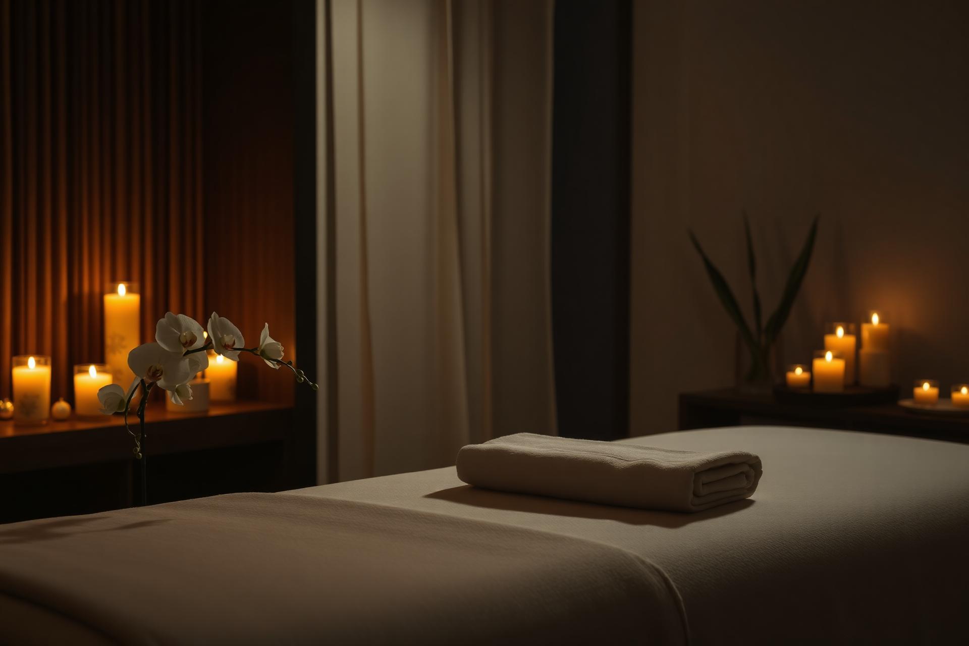 Candlelit massage room at New Spa 7
